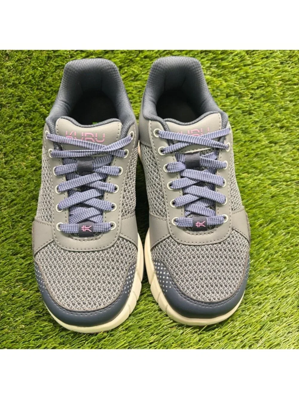 Kuru Quantum 2.0 Women Size 7D Gray Purple White Athletic Running Shoes Sneakers